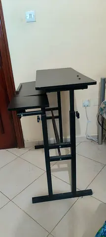 Adjustable Black Metal Laptop/Study Table - Compact & Foldable