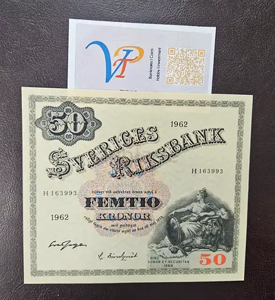 Sverige Riksbank 50 Kronor - 1962 issue -Vintage Banknote (Collectible)- Uncirculated