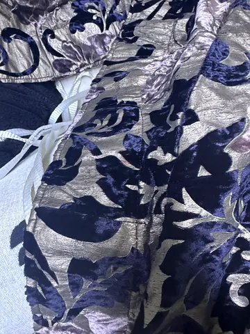 2 of heavy patterned blackout curtains — black and silver lilac good condition AED 500 FOR BOTH