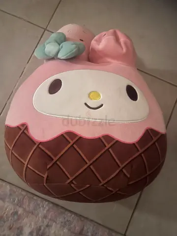 Large pink ice-cream cone plush stuffed toy