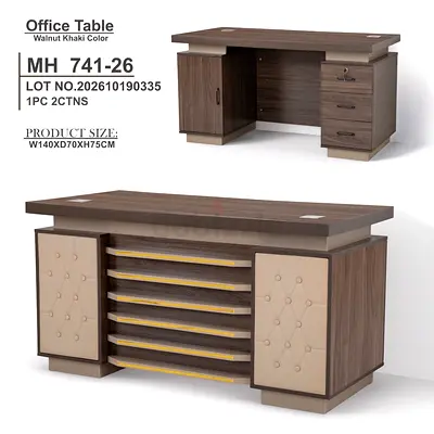 Walnut Khaki Executive Office Desk - MH 741-26 (W140 x D70 x H75 cm)