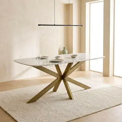 New Cavon Portola 6-Seater Genuine Marble Top Dining Table
