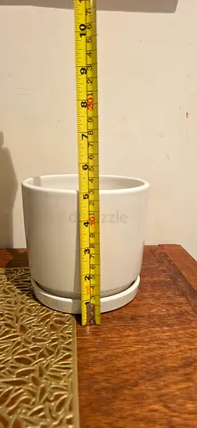 Modern White Ceramic Plant Pot with Saucer