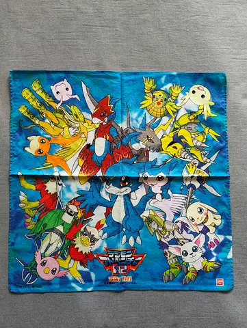 Vintage Digimon Adventure 02 Bandai Japan Handkerchief Veemon Anime Collectible