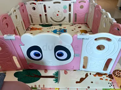 Used Pink & White Baby Playpen / Activity Play Yard - Good Condition with free mat