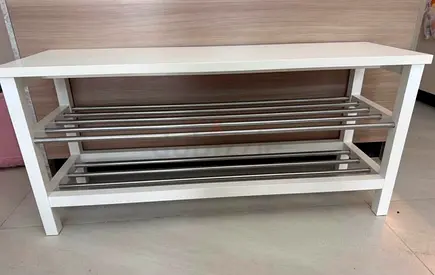 IKEA TJUSIG Bench with shoe storage, white, 108x34x50 cm