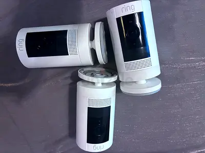 Set of 3 Ring Stick Up Cam Battery security cameras - used