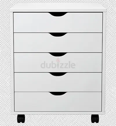 White 5-Drawer Storage Cabinet with Wheels