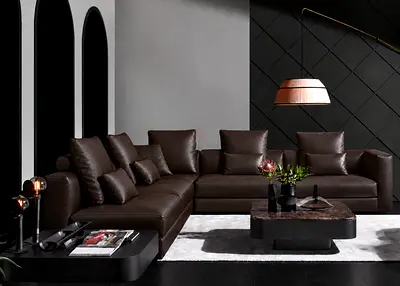Black leather sofa modules // Vibieffe 845_Evo