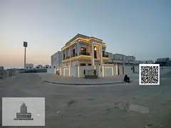 Villa for sale in Ajman, Al-Zahia area. 6 master bedrooms, majlis, living room, and maid's room. Ban
