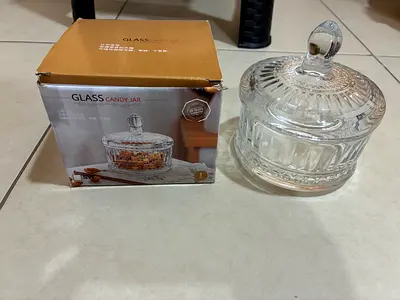 Brand new Glass Candy Jar with Lid — Clear Decorative Storage