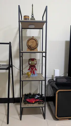 Slim 4-Tier Industrial Shelf Unit — Wood & Metal, set of 2