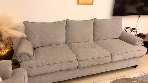 Light Grey Fabric Sofa Set (3-Seater + 2-Seater)