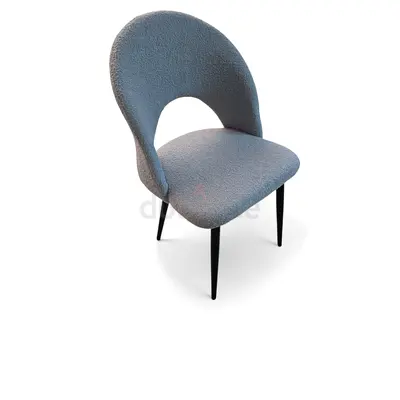 Modern Grey Bouclé Dining/Accent Chair with Cutout Back