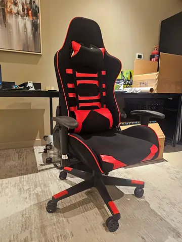 Black & Red Ergonomic Gaming Chair with Lumbar and Headrest