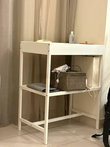 White Wooden Baby Changing Table with Shelves - in original packaging, never used, never opened.