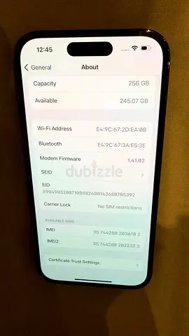 iPHONE 14 PRO 265GB battery 80%
