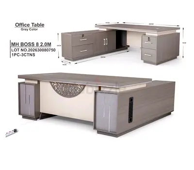 Large Executive L-shaped Office Desk with Storage - Grey (2.0m)