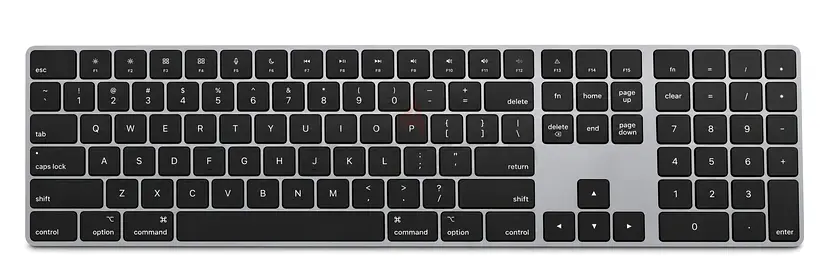 Slim Wireless Bluetooth Keyboard with Numeric Keypad — Black/Silver