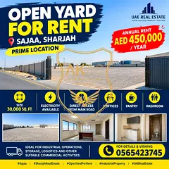 30,000sqft Open Yard For Rent in New Sajaa