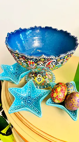 Hand-painted Decorative Ceramic Bowl and Star Dishes Set