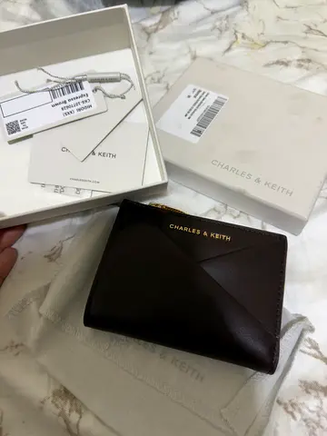 Charles & Keith Midori Geometric Small Wallet - Espresso Brown