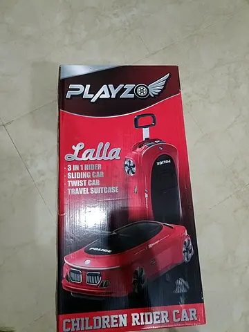 Playzo Lalla 3-in-1 Children Rider Car — Red (Sliding/Travel Suitcase)