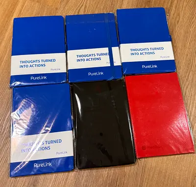 Set of 6 Notebooks - New, Assorted Colors, 10 aed per notebook