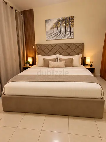 Super King Size Upholstered Bed Frame with Headboard and Mattress - Good Condition with storage