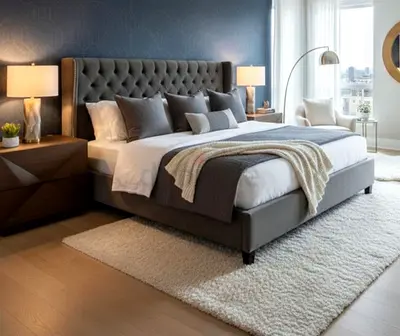 Dark gray colour 200*200 king size tufted Bed