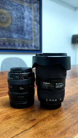 Two Canon Lenses — EF 50mm f/1.8 and 16-35mm f/4 L with RF-EF Adaptor