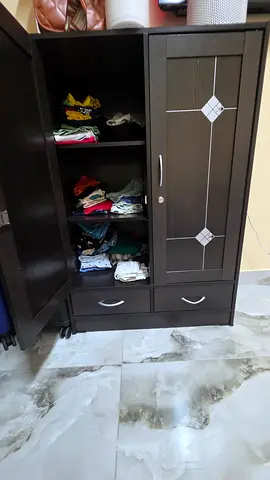 Dark Wood Shoe Storage Cabinet with Drop-Down Door and Shelves
