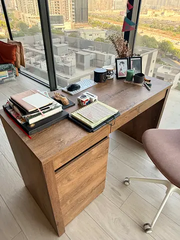 Oak-Look Study / Work Desk with Cabinet