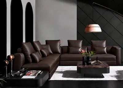 Carrubo leather sofa module // Vibieffe 845_Evo