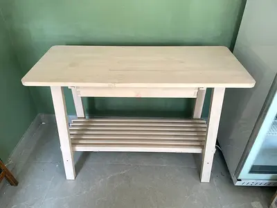 Solid Wood Console Table with Lower Shelf - Light Finish