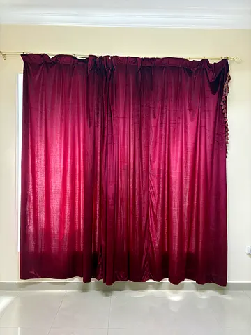 Maroon Velvet Light-Filtering Curtain Pair (2 SET)