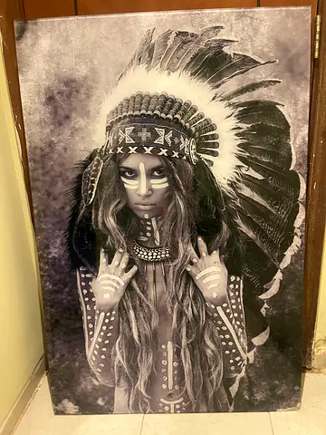 Black & White Native Chief Portrait Canvas Art