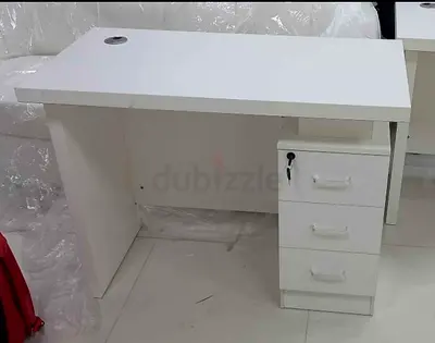 White Office Computer Desk with 3 Drawers and Cable Hole