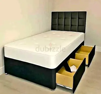 Single storage bed with headboard - black