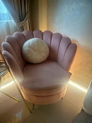 Pink Velvet Shell Accent Chair
