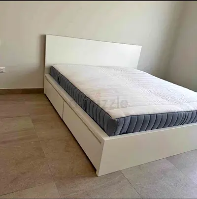 Ikea Malm white bed with mattress and 2 big drawers also available