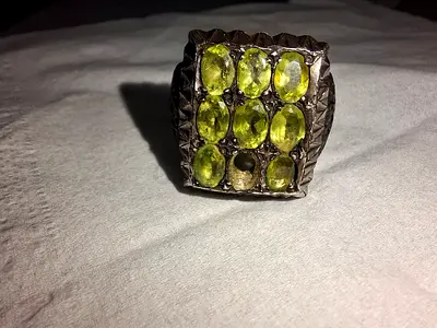 Emerald Silver old ring with stone