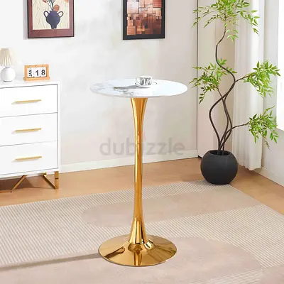 New Elvis Glossy Sintered Stone 2-Seater Round High Table