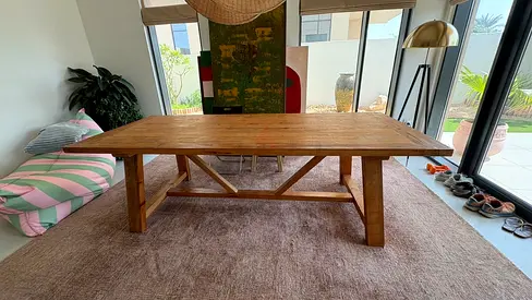 Solid Wood Dining Table 2.4m, Seats 6-8, Only 10 Months Old