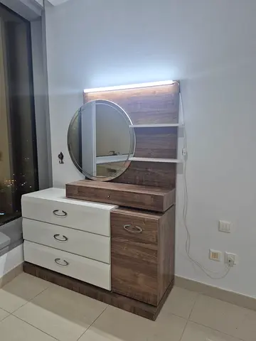 Wooden dressing table with mirror and drawers - good condition