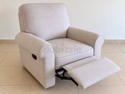 Light Grey Single-Seat Recliner Armchair - Full & Standard Recline