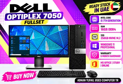 DELL OPTIPLEX 7050 SFF (FULLSET) RAM 16GB DDR4 INTEL CORE I5 7TH GENERATION SSD 256GB NVME M2