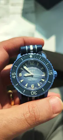 Atlantic Ocean by BLANCPAIN AND SWATCH COLLABORATION men's analog watch with nylon strap