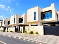 Luxury Villa for Sale in Ajman | Sophisticated Stone Facade | Two Floors + Roof | Facing Amenities a