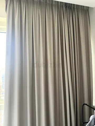 2 Pairs Custom-Made Grey Blackout Curtains - Floor to Ceiling